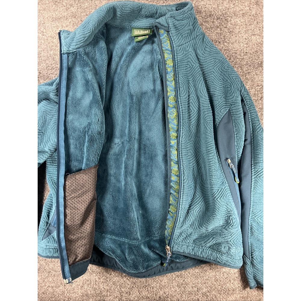 L.L. Bean Women's Full-Zip Fleece Jacket Teal Swirl Pattern Size Small Regular - Picture 12 of 13
